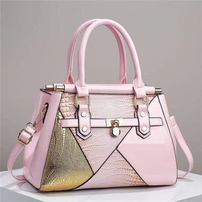 Snake Pattern  Texture Lizard Pattern Handbag with Bright Leather One Shoulder Crossbody Bag