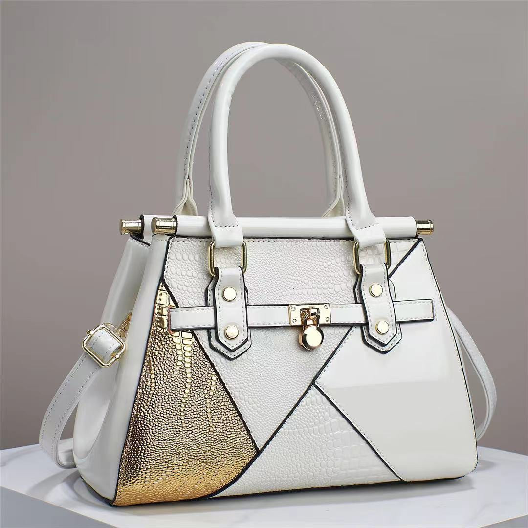 Snake Pattern  Texture Lizard Pattern Handbag with Bright Leather One Shoulder Crossbody Bag