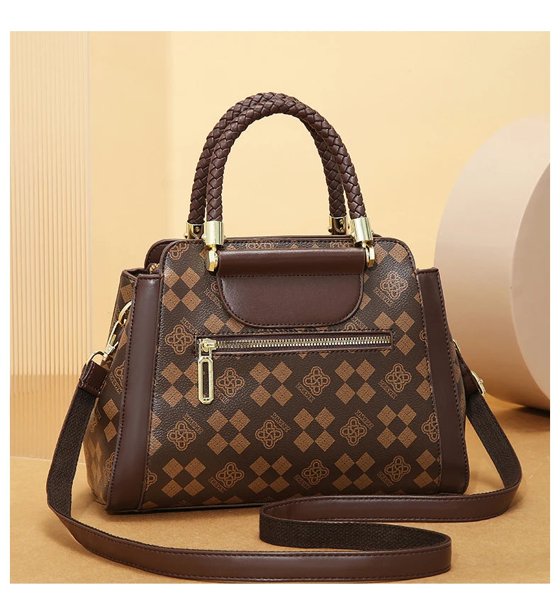 Fashionable retro square printed women's handbag, high quality cross-body bag