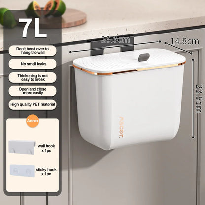 Hanging Kitchen Waste Bin with Lid