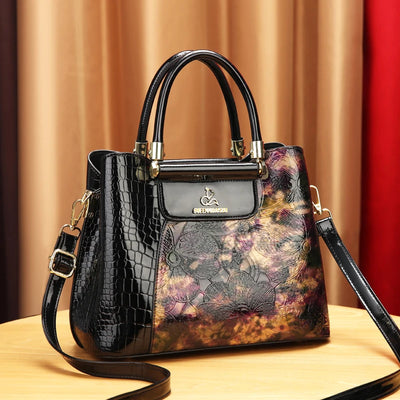 Fashion vintage senior printed women's handbag