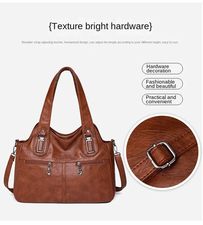 PU Top-Handle Bags Zipper Women's Bags on Sale 2024 High Quality Solid Shoulder Bags Sewing Thread Saddle Handbag Bolso