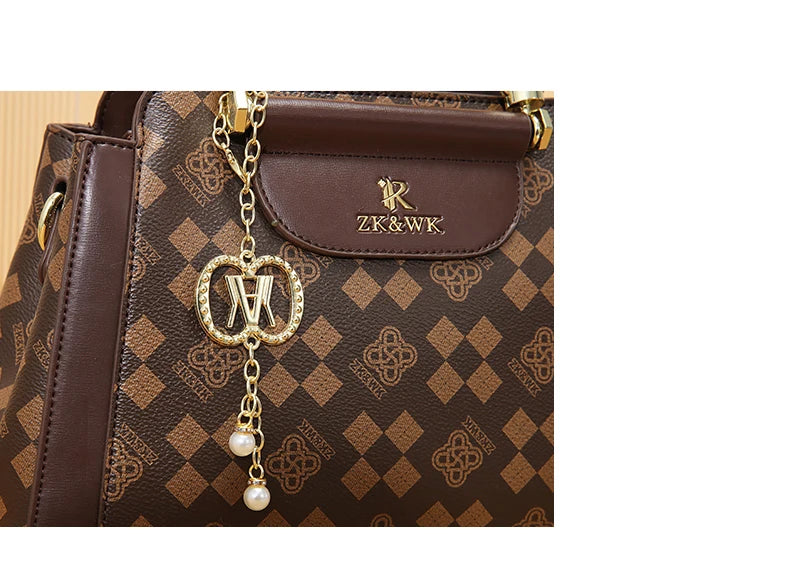 Fashionable retro square printed women's handbag, high quality cross-body bag