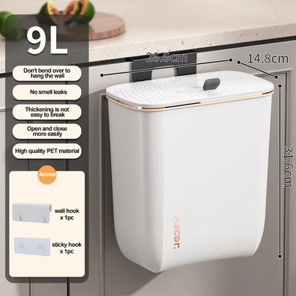 Hanging Kitchen Waste Bin with Lid
