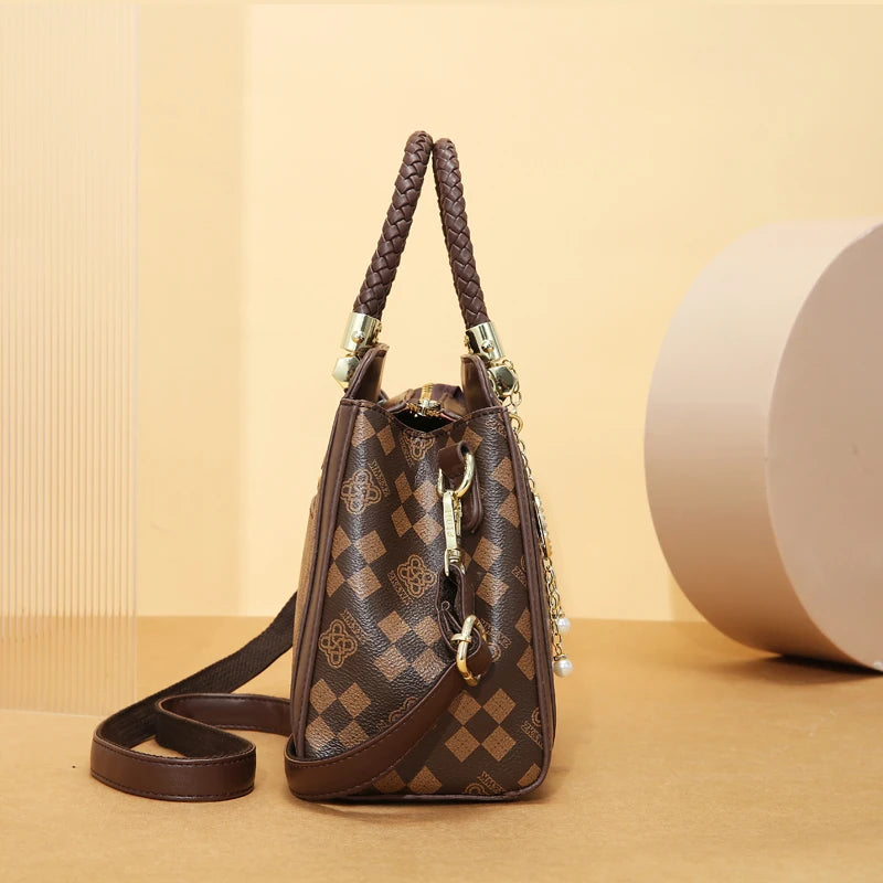 Fashionable retro square printed women's handbag, high quality cross-body bag