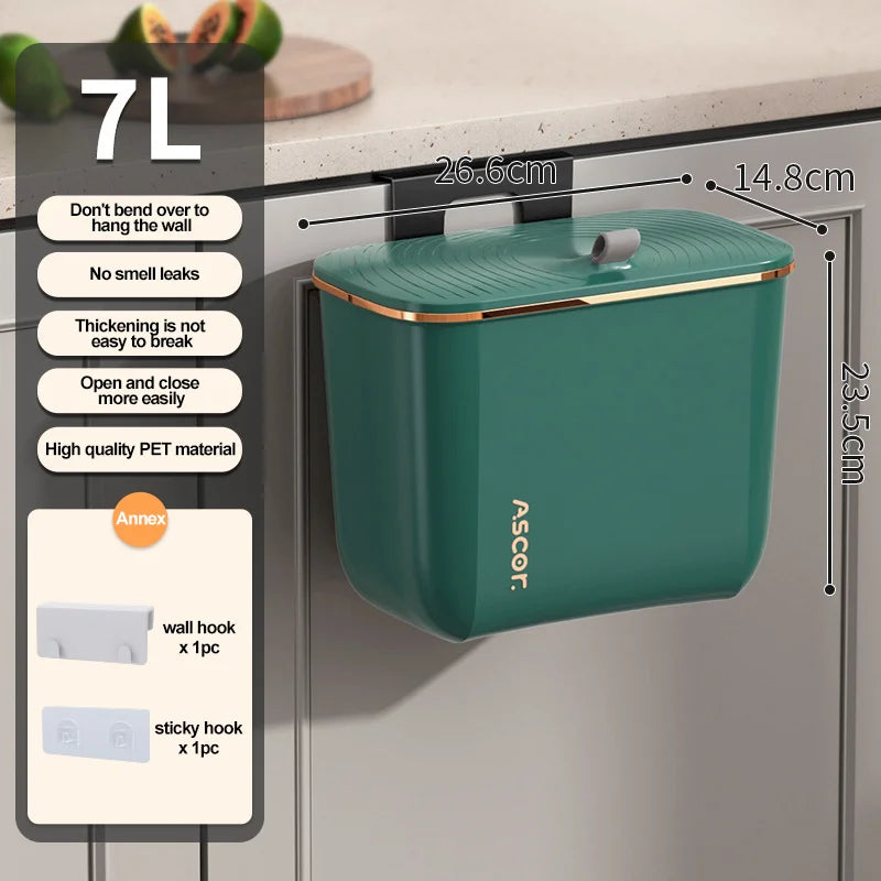 Hanging Kitchen Waste Bin with Lid