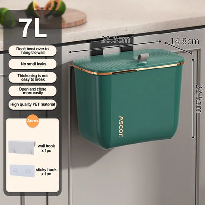 Hanging Kitchen Waste Bin with Lid
