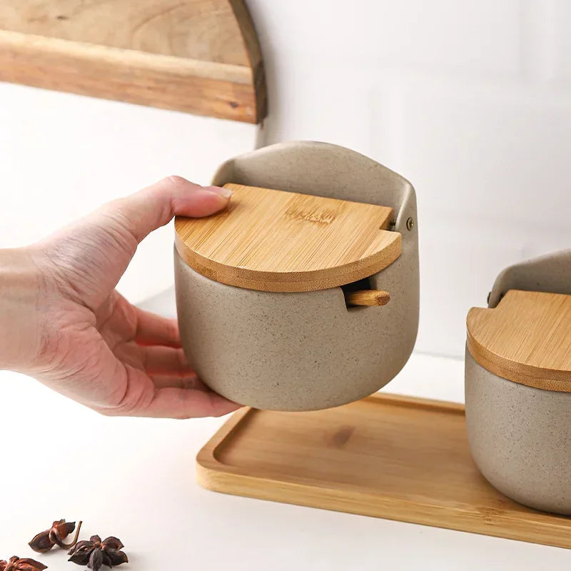 Ceramic Seasoning Jar with Bamboo Lid