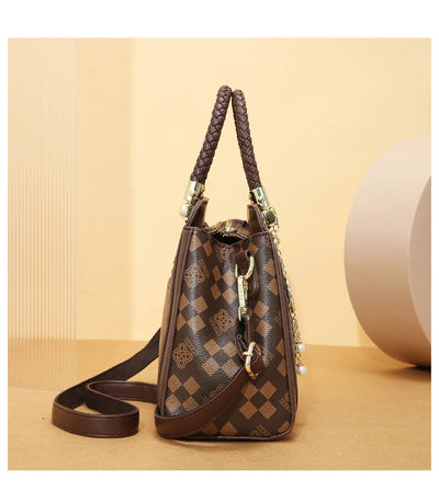 Fashionable retro square printed women's handbag, high quality cross-body bag