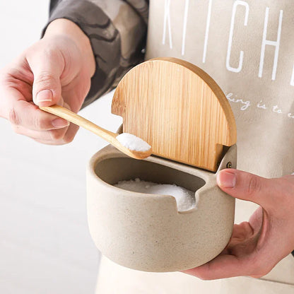 Ceramic Seasoning Jar with Bamboo Lid