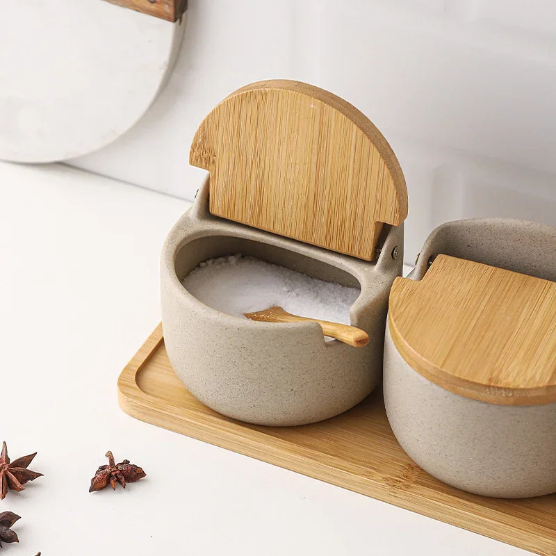 Ceramic Seasoning Jar with Bamboo Lid