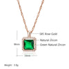 Luxury Square Green Natural Zircon Pendant Necklace