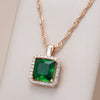 Luxury Square Green Natural Zircon Pendant Necklace