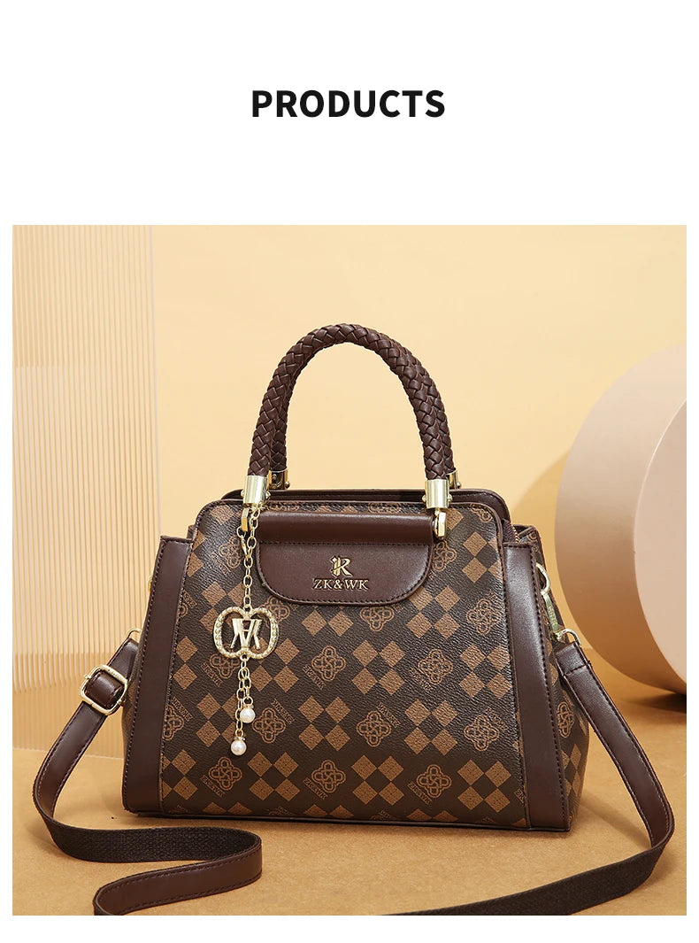 Fashionable retro square printed women's handbag, high quality cross-body bag