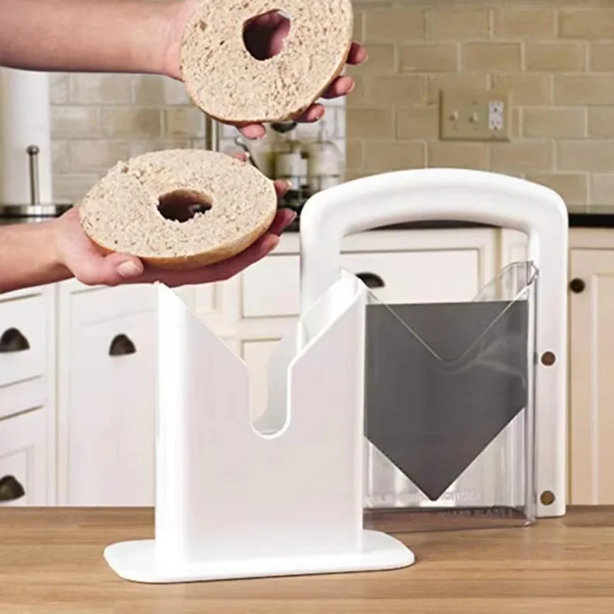 Stainless Steel Bagel Slicer with Safety Handle