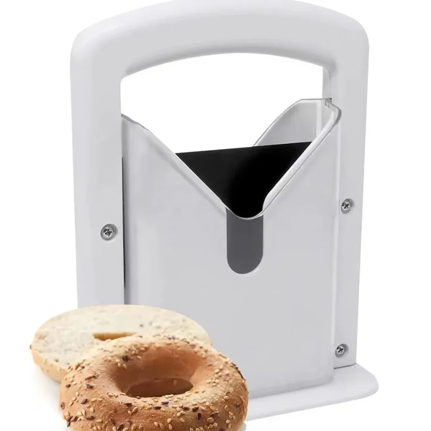 Stainless Steel Bagel Slicer with Safety Handle