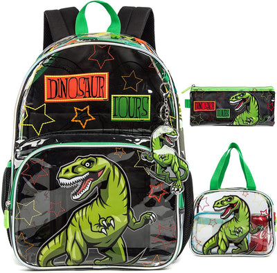 Bag Transparent Backpack with Lunch Bag and Pencil Case boys and Girls