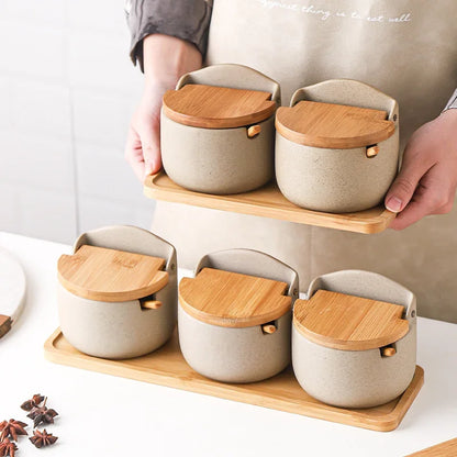 Ceramic Seasoning Jar with Bamboo Lid