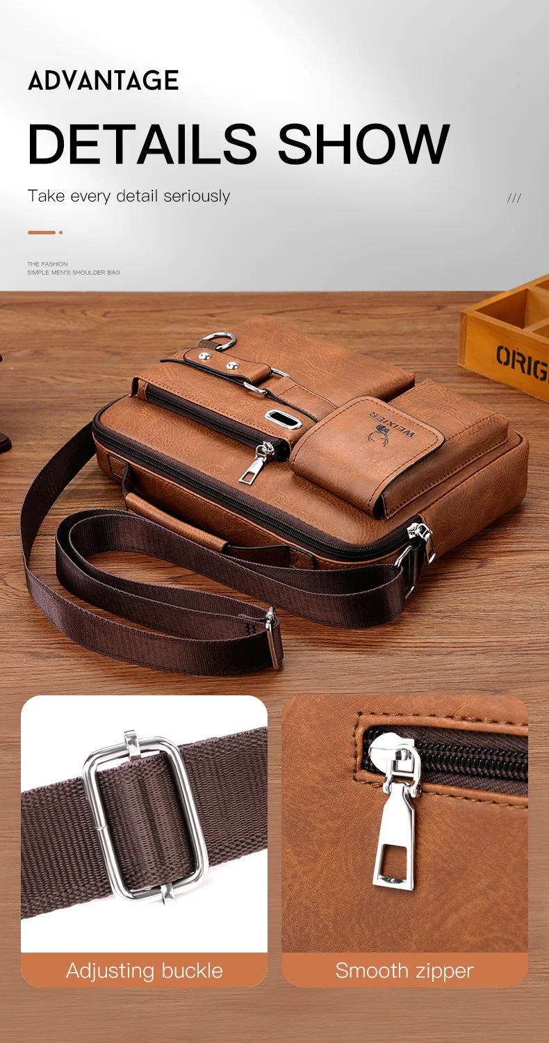 Shoulder Bag Men Crossbody Bags PU Leather Handbag